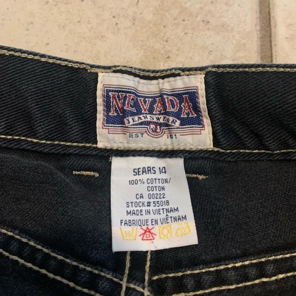Vintage Nevada Jeans by Sears, Dark Wash, Embroidered Wide Leg, Size 14 - Picture 5 of 7